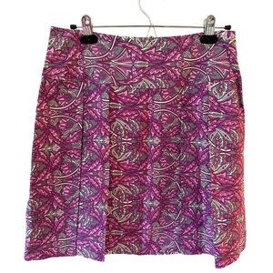 Banana Republic Pleated Silk Skirt Womens 8 Purple Preppy Office Luxury Retro